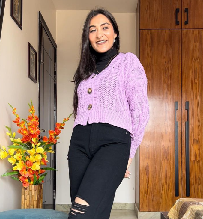 Lilac Woollen Full Sleeves Sweater (Urbanic) –